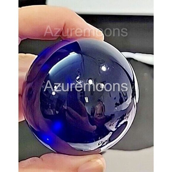 60mm Blue Round Glass Crystal Balls - Decorative Sphere 1 only - Picture 1 of 3